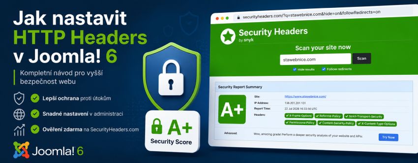 Jak nastavit plugin HTTP Headers v Joomla! 6