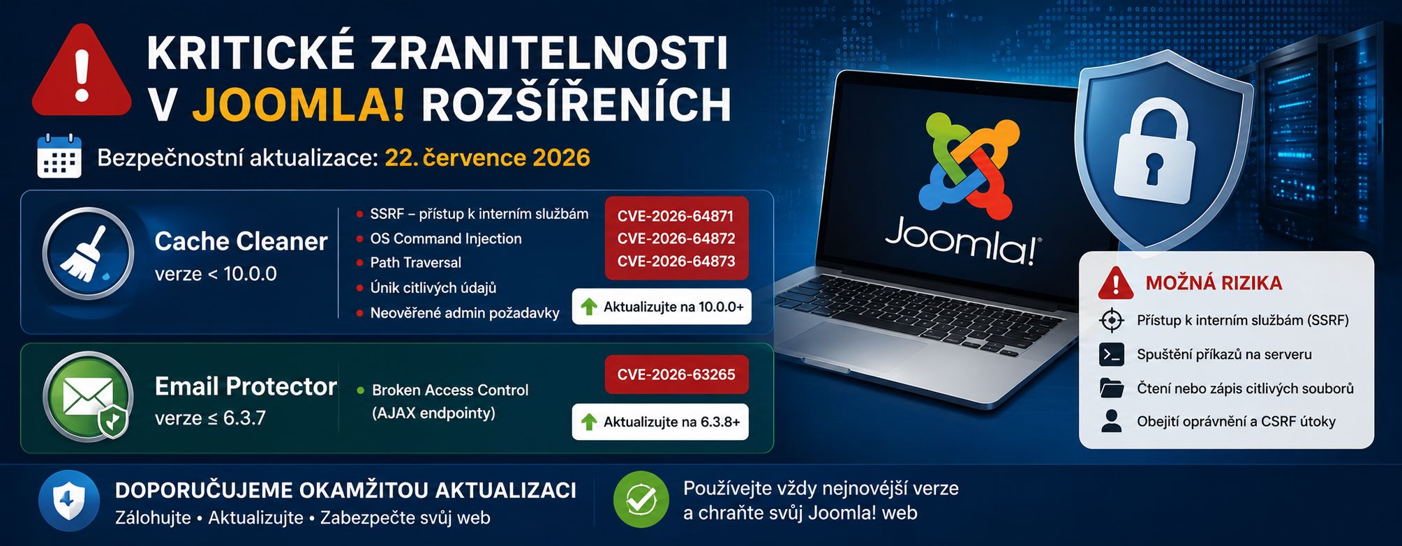 Kritické chyby v Cache Cleaner a Email Protector pro Joomla!