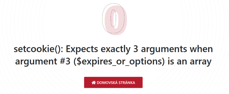 Expects exactly 3 arguments when argument #3 ($expires_or_options) is an array