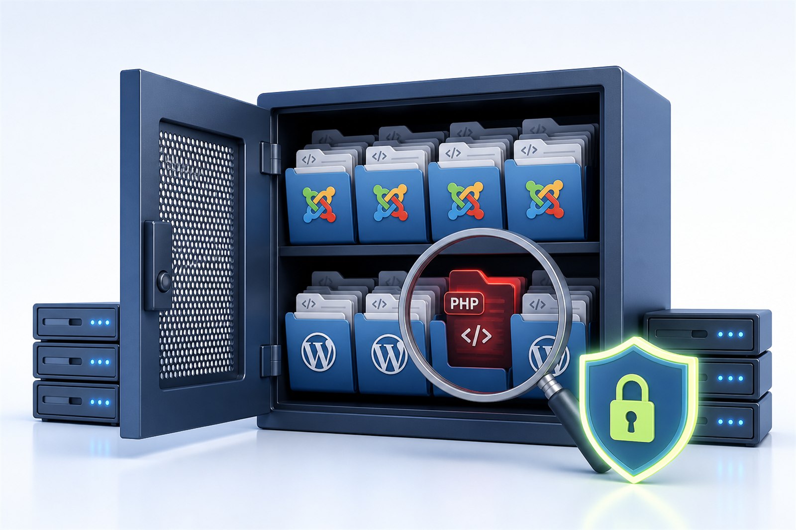 Odhalení skrytého backdooru mezi soubory jádra Joomla a WordPress