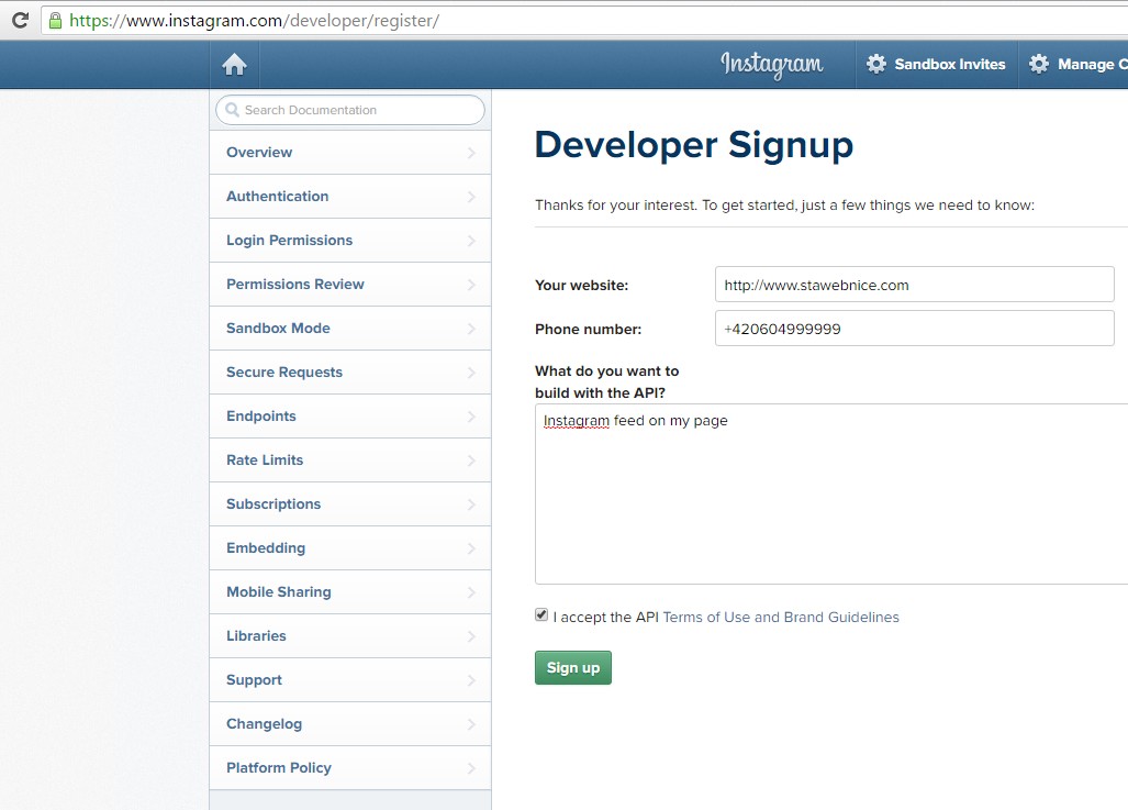 developer signup