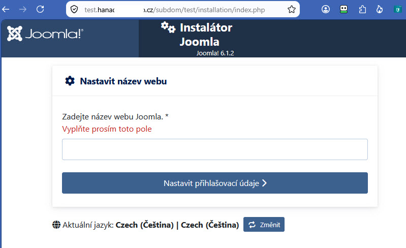 Joomla 6 – nastavení názvu webu