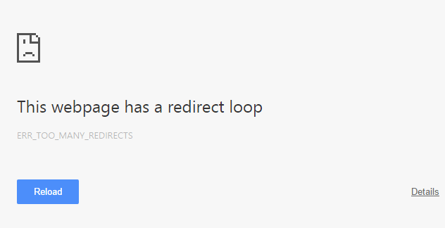 ERR TOO MANY REDIRECTS