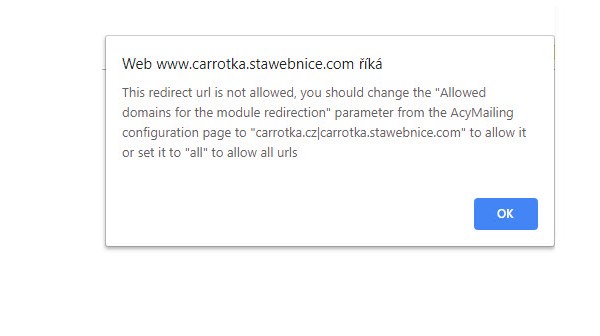 Acymailing: This redirect url is not allowed
