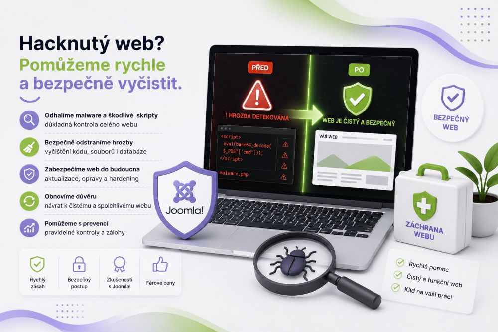 Vyčištění hacknutého webu v Joomla! a odstranění škodlivého kódu