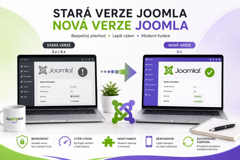 Porovnání starší a nové verze Joomla! při migraci webu